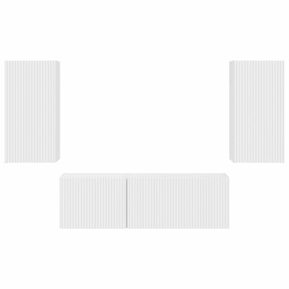 TV väggskåp set Väggmonterad 4 pcs Vit Konstruerat trä