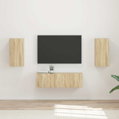 TV väggskåp set Väggmonterad 4 pcs Sonoma-ek Konstruerat trä