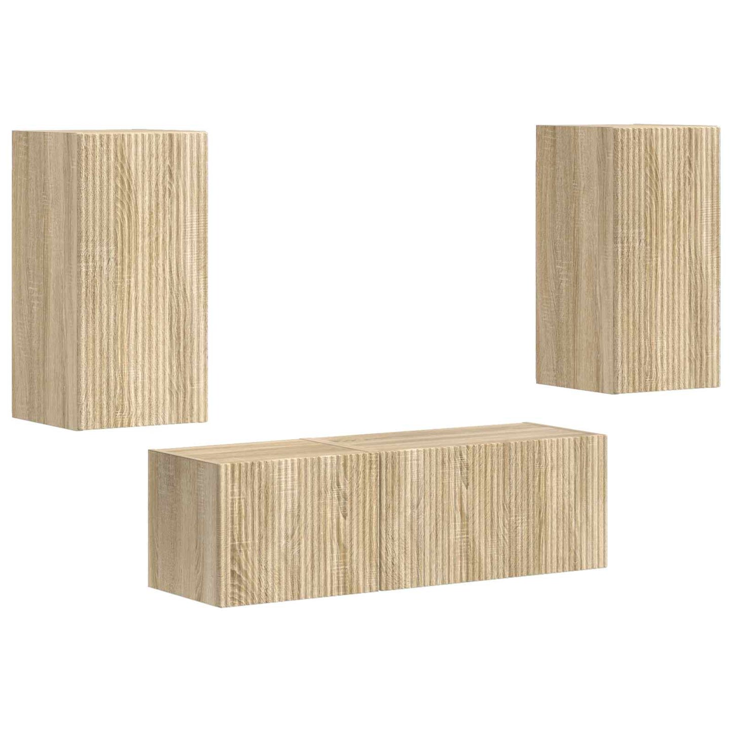 TV väggskåp set Väggmonterad 4 pcs Sonoma-ek Konstruerat trä