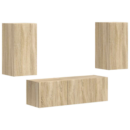 TV väggskåp set Väggmonterad 4 pcs Sonoma-ek Konstruerat trä