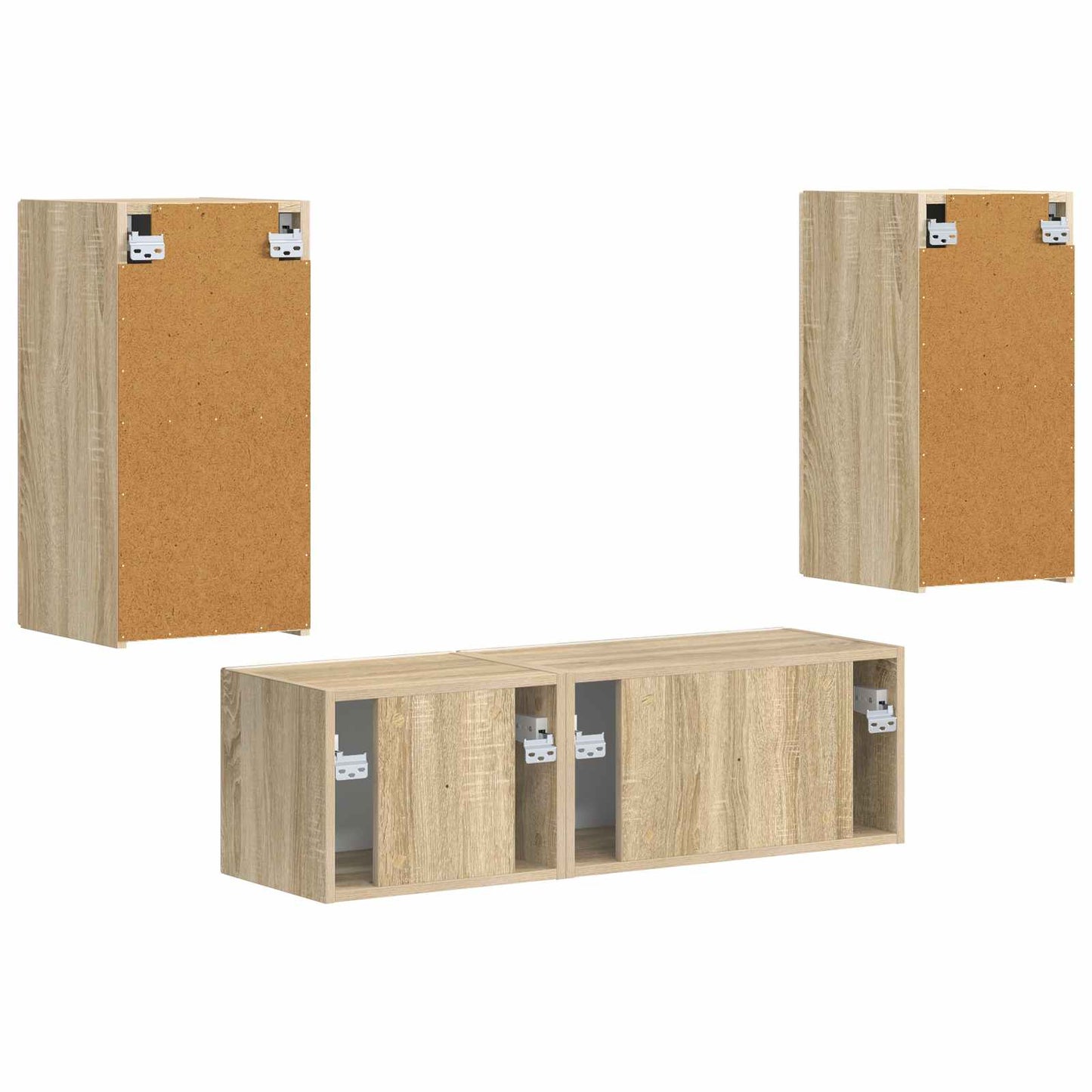 TV väggskåp set Väggmonterad 4 pcs Sonoma-ek Konstruerat trä