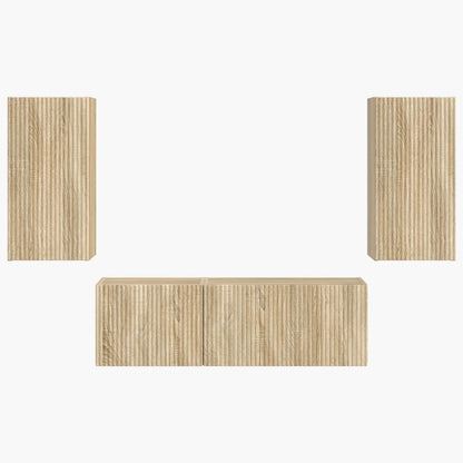 TV väggskåp set Väggmonterad 4 pcs Sonoma-ek Konstruerat trä