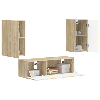 TV väggskåp set Väggmonterad 4 pcs Sonoma-ek Konstruerat trä
