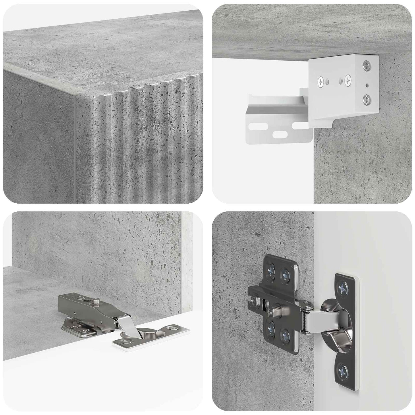 TV väggskåp set Väggmonterad 4 pcs Betonggrå Konstruerat trä