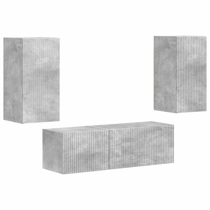 TV väggskåp set Väggmonterad 4 pcs Betonggrå Konstruerat trä