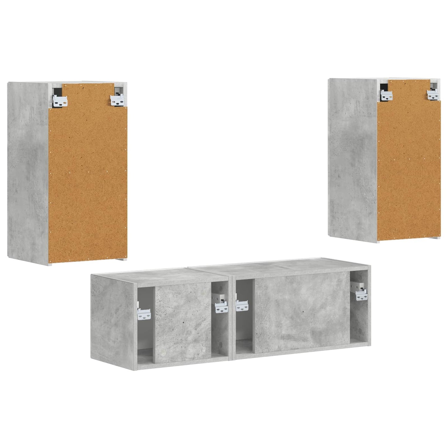 TV väggskåp set Väggmonterad 4 pcs Betonggrå Konstruerat trä