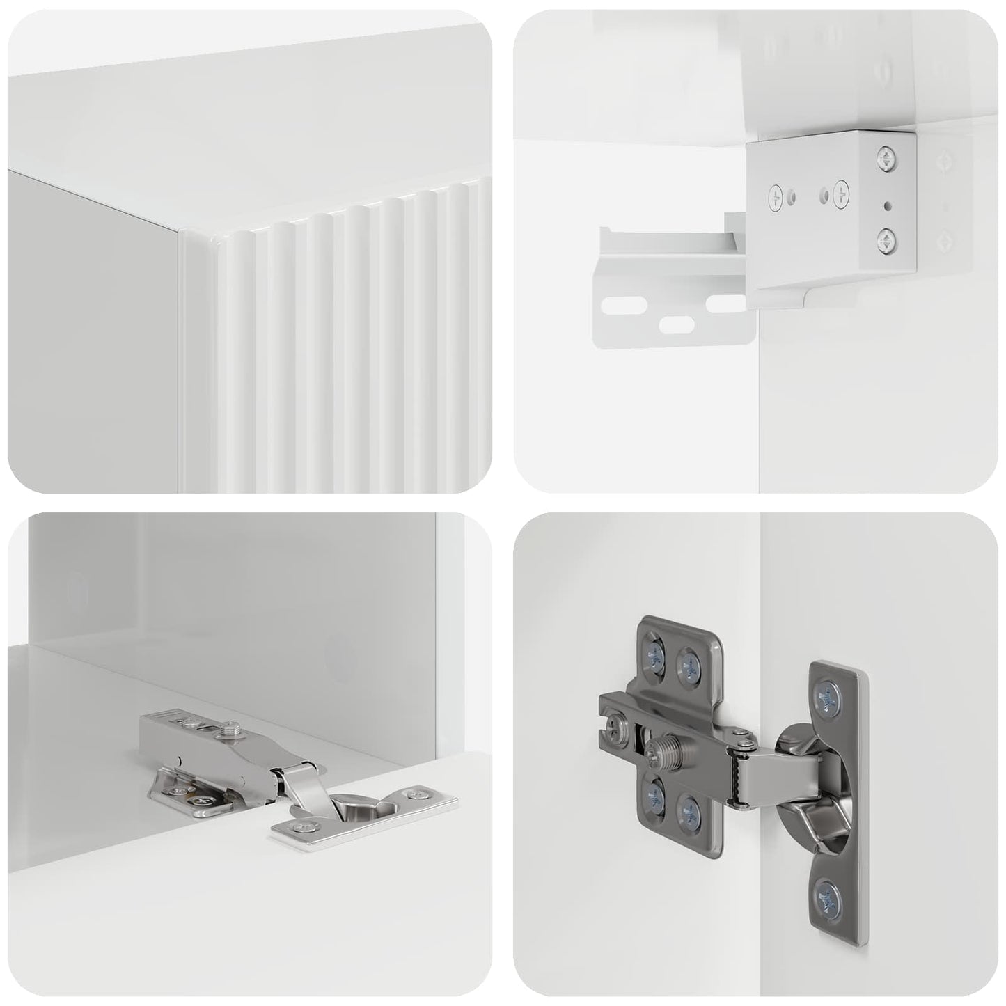 TV väggskåp set 4 pcs Högblanka vita Konstruerat trä