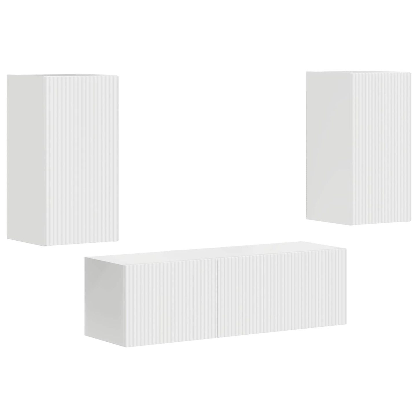 TV väggskåp set 4 pcs Högblanka vita Konstruerat trä