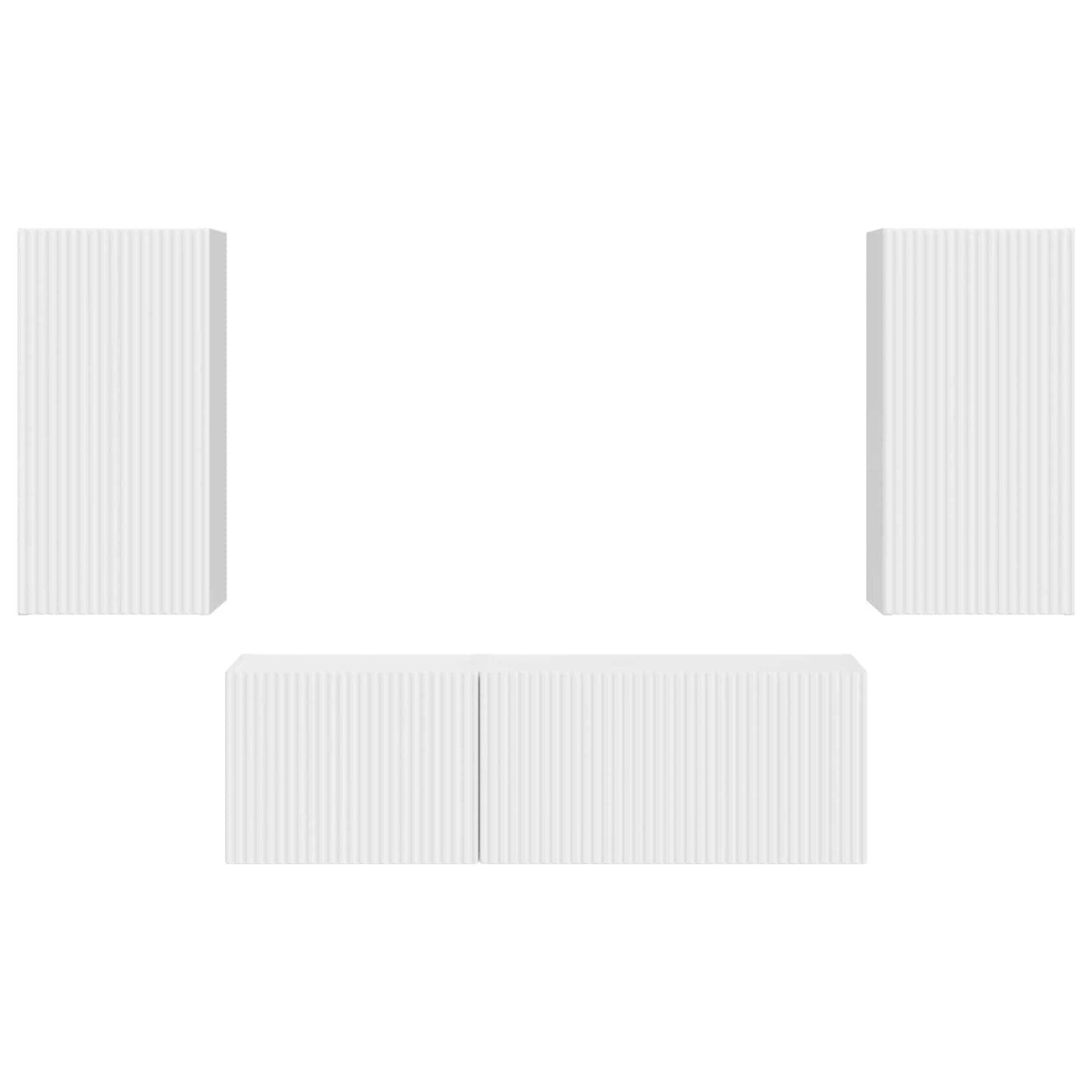 TV väggskåp set 4 pcs Högblanka vita Konstruerat trä