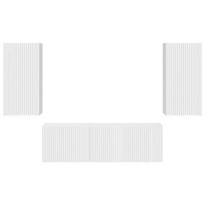 TV väggskåp set 4 pcs Högblanka vita Konstruerat trä