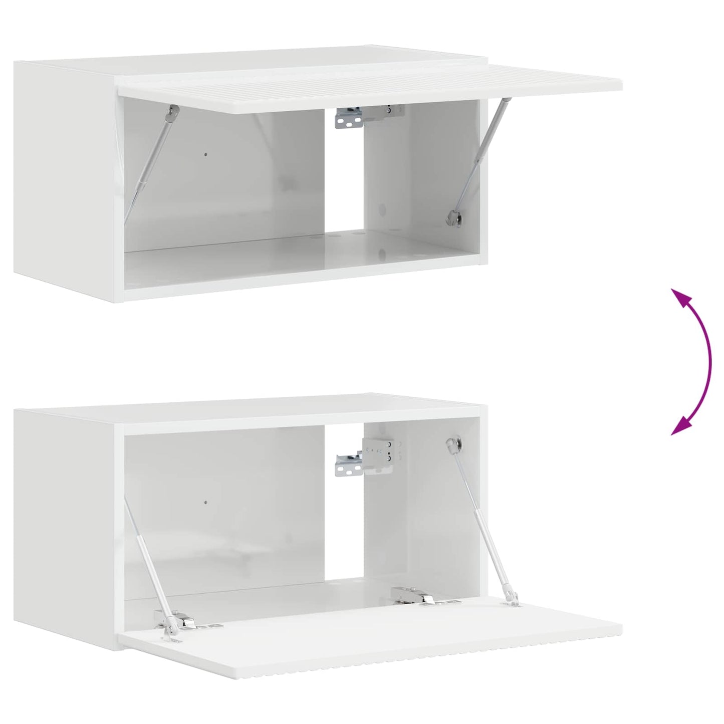 TV väggskåp set 4 pcs Högblanka vita Konstruerat trä