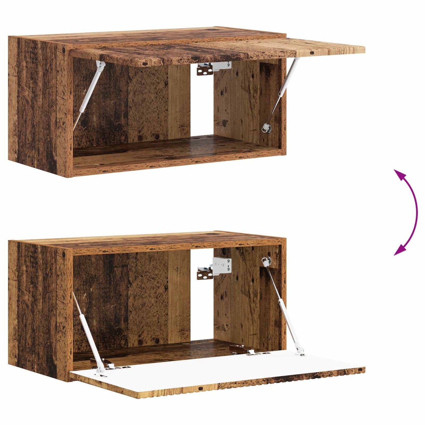 TV väggskåp set Väggmonterad 4 pcs Gammalt trä Konstruerat trä