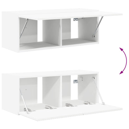 TV väggskåp set Väggmonterad 4 pcs Vit Konstruerat trä