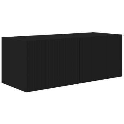 TV väggskåp set Väggmonterad 4 pcs Svart Konstruerat trä