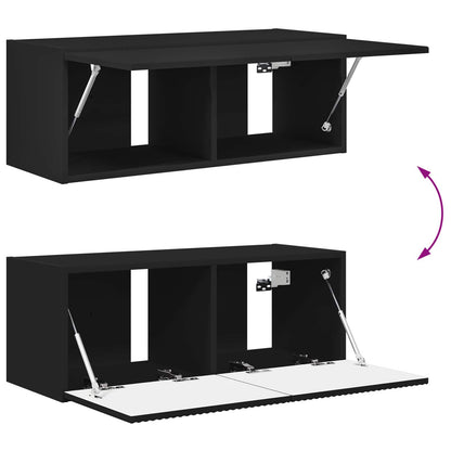 TV väggskåp set Väggmonterad 4 pcs Svart Konstruerat trä