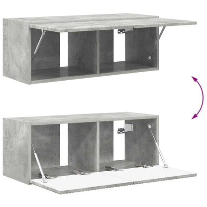 TV väggskåp set Väggmonterad 4 pcs Betonggrå Konstruerat trä