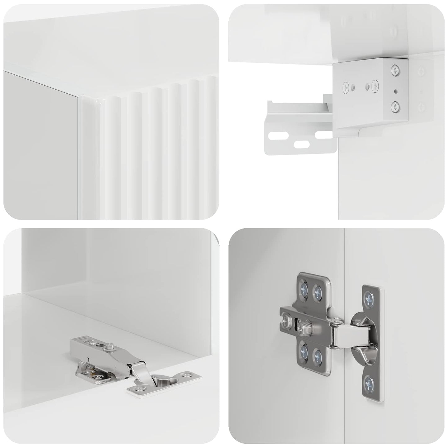 TV väggskåp set 4 pcs Högblanka vita Konstruerat trä