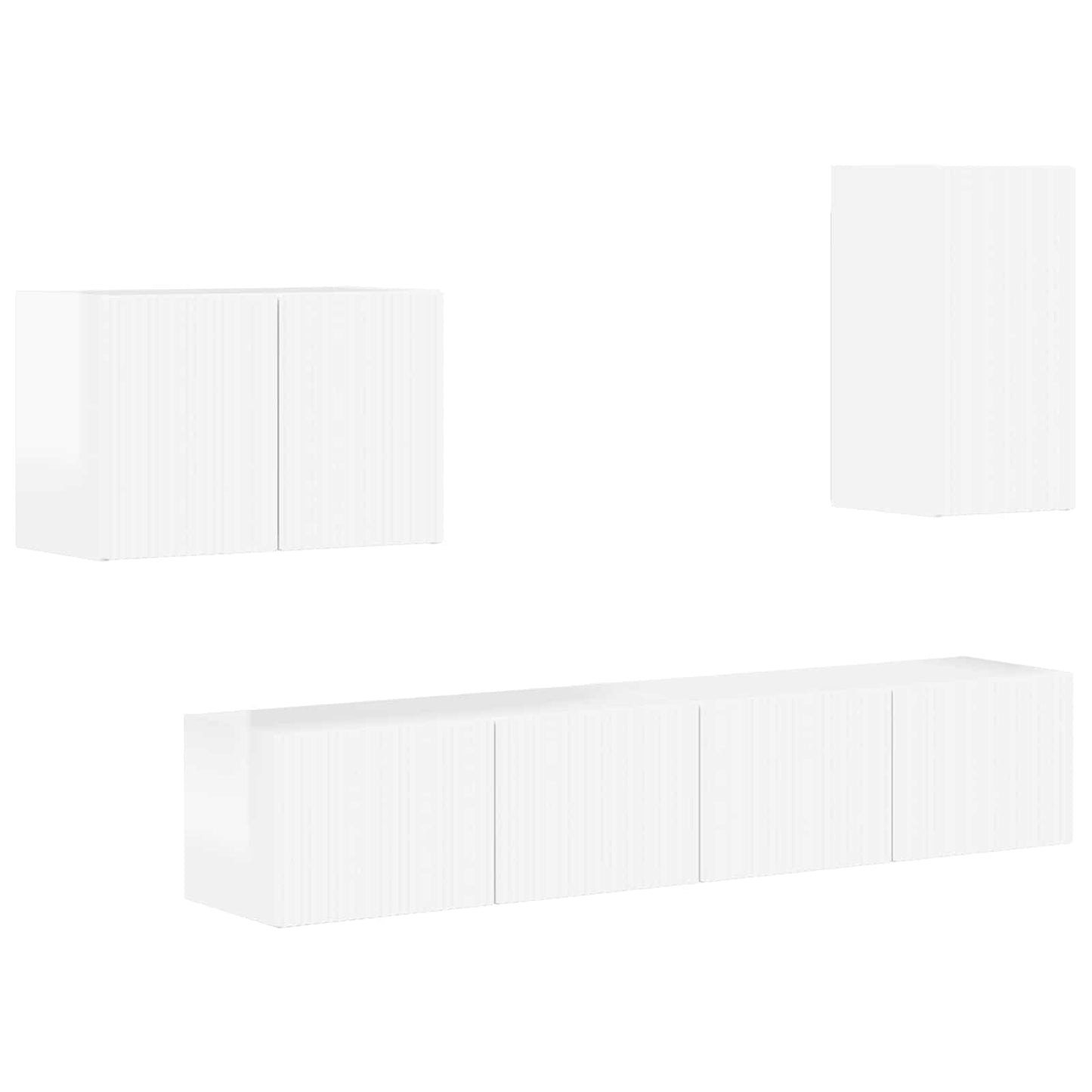 TV väggskåp set 4 pcs Högblanka vita Konstruerat trä