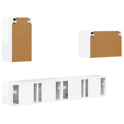 TV väggskåp set 4 pcs Högblanka vita Konstruerat trä