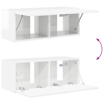 TV väggskåp set 4 pcs Högblanka vita Konstruerat trä