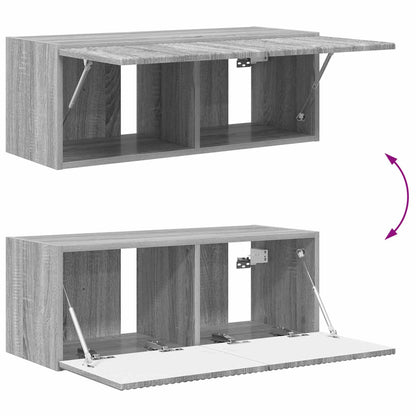 TV väggskåp set Väggmonterad 4 pcs Grå Sonoma Konstruerat trä