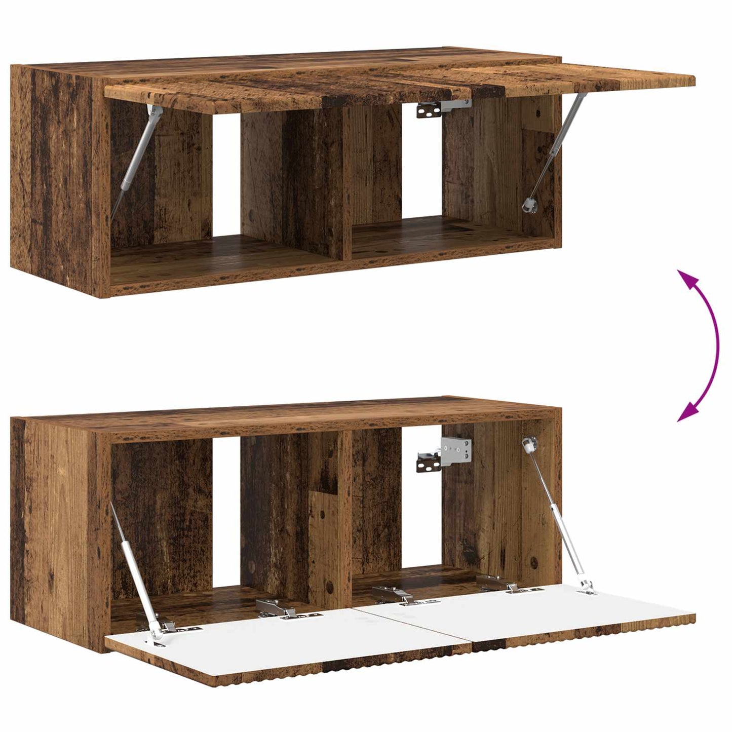 TV väggskåp set Väggmonterad 4 pcs Gammalt trä Konstruerat trä