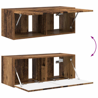 TV väggskåp set Väggmonterad 4 pcs Gammalt trä Konstruerat trä