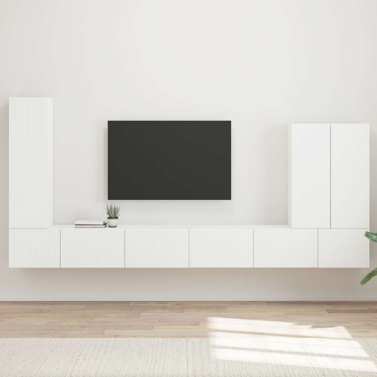 TV väggskåp set Väggmonterad 6 pcs Vit