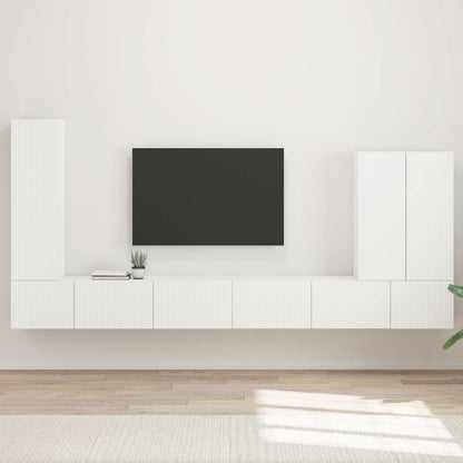 TV väggskåp set Väggmonterad 6 pcs Vit