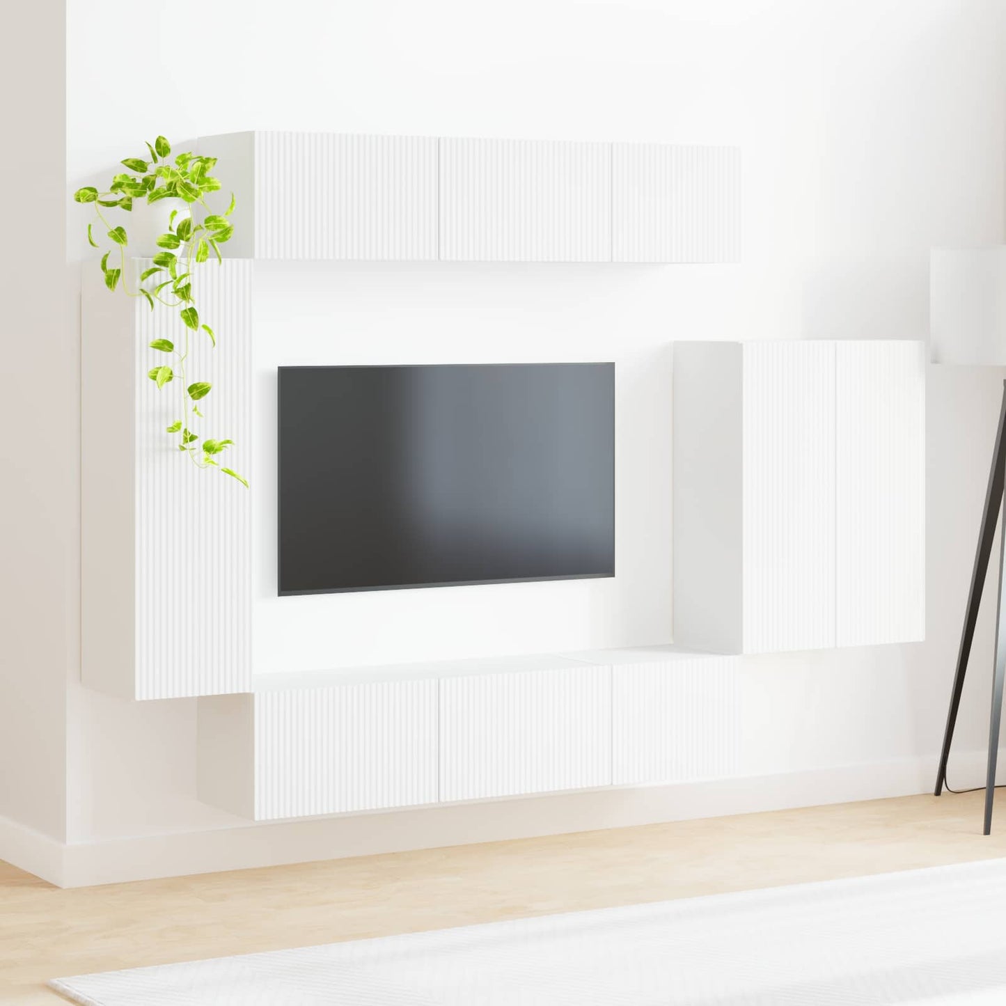 TV väggskåp set Väggmonterad 6 pcs Vit