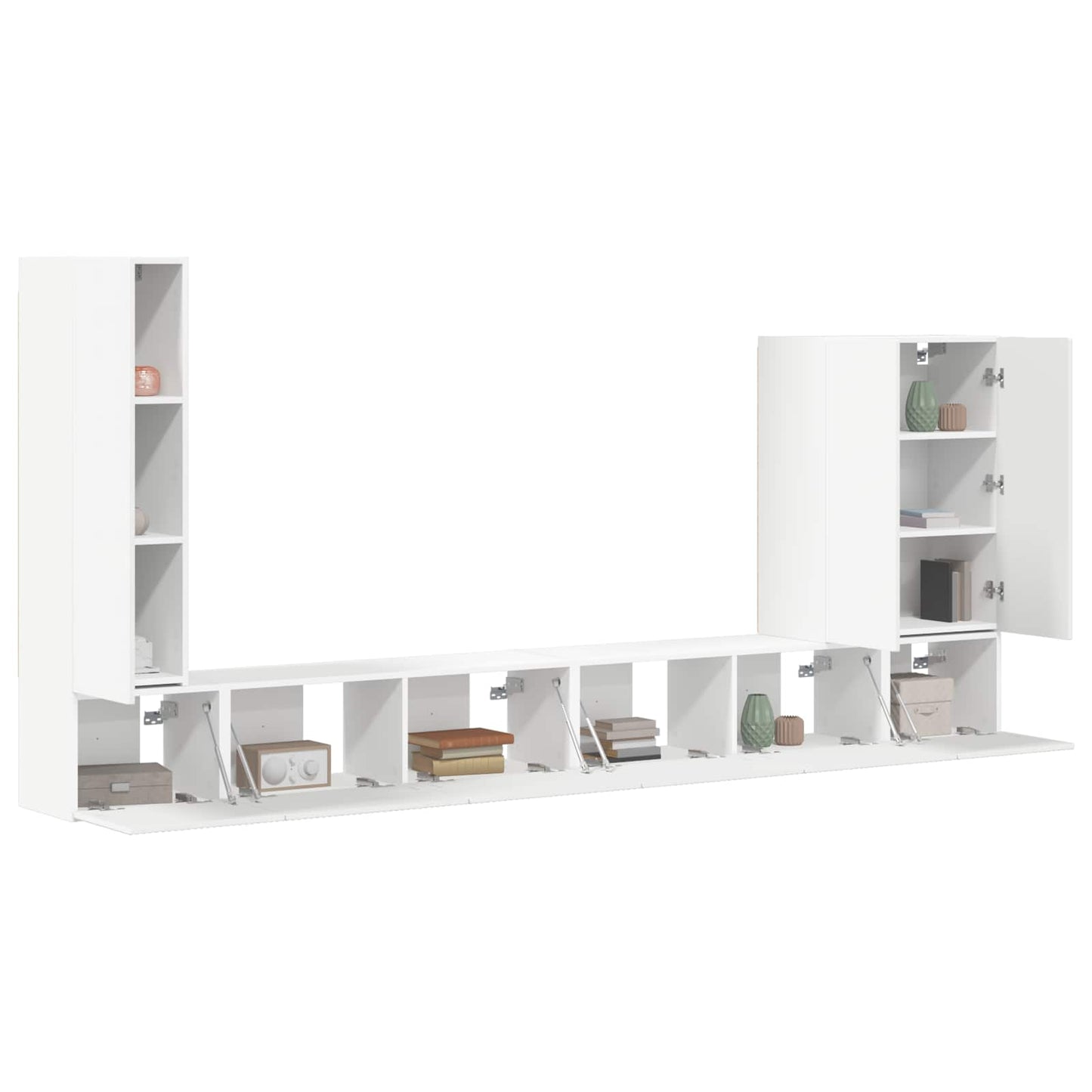 TV väggskåp set Väggmonterad 6 pcs Vit