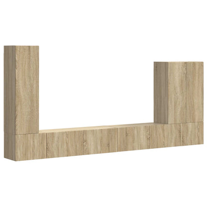 TV väggskåp set Väggmonterad 6 pcs Sonoma-ek