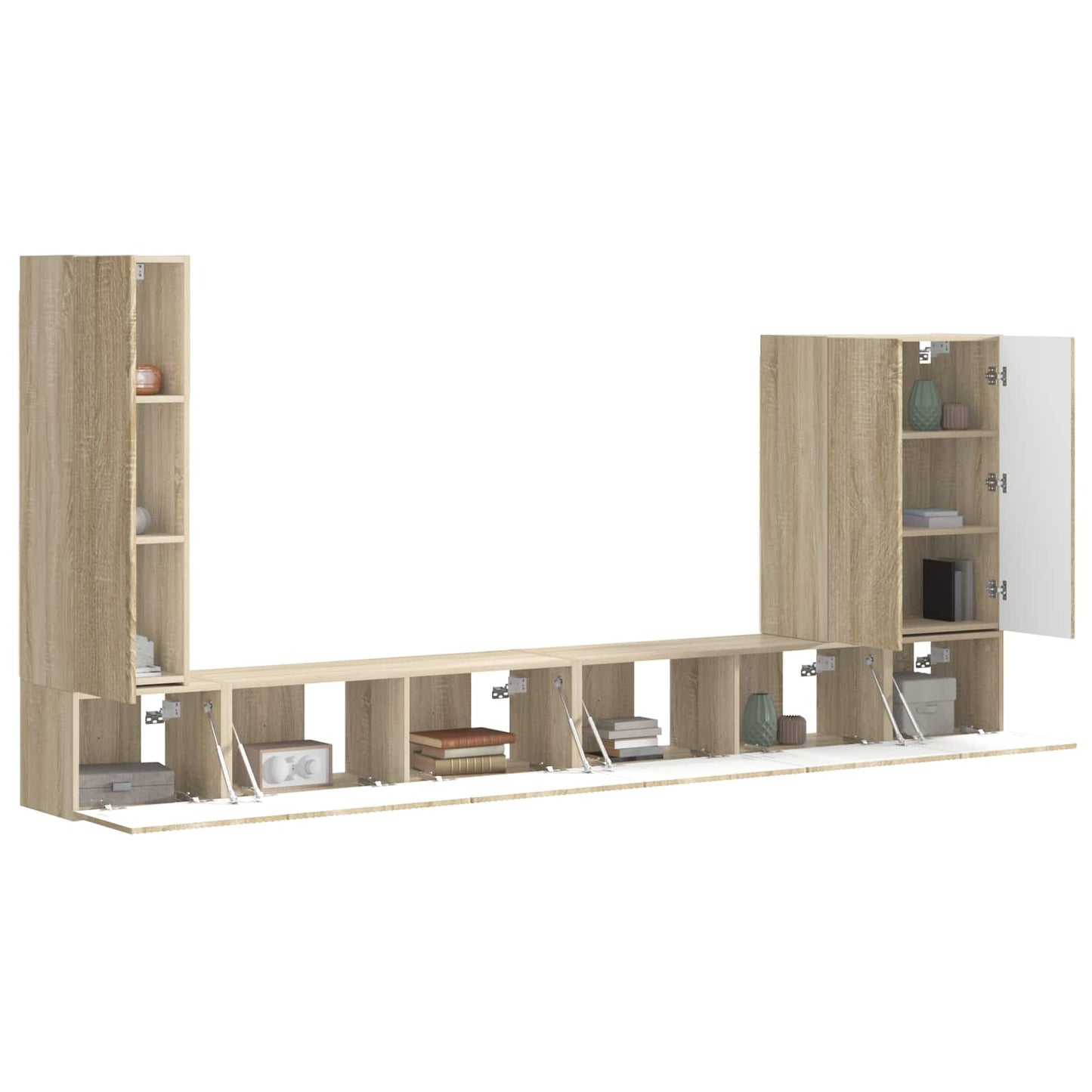 TV väggskåp set Väggmonterad 6 pcs Sonoma-ek