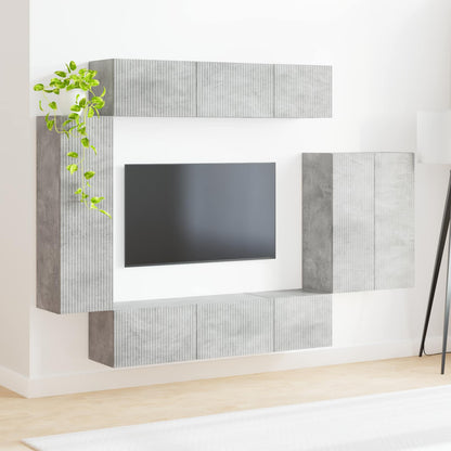TV väggskåp set Väggmonterad 6 pcs Betonggrå
