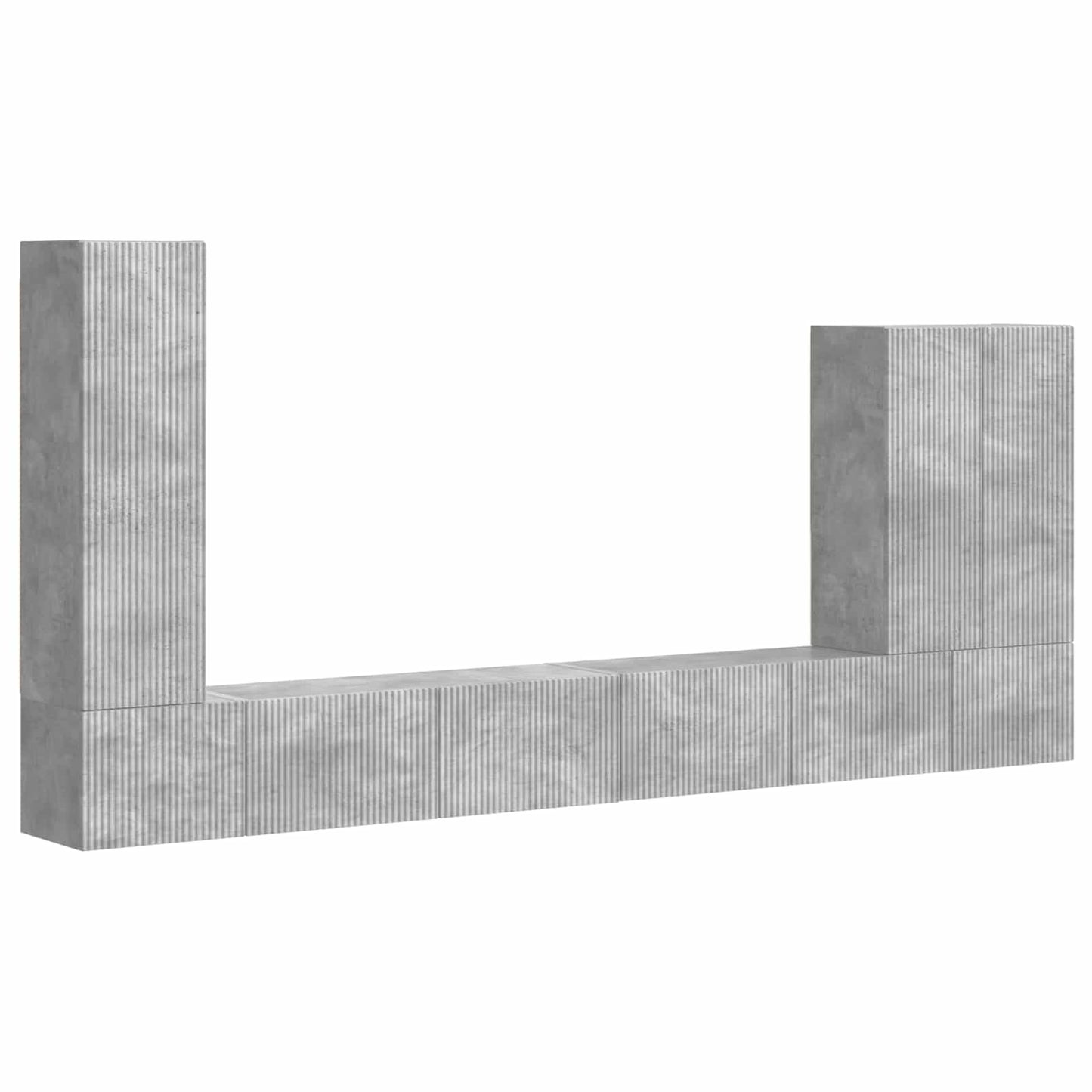 TV väggskåp set Väggmonterad 6 pcs Betonggrå