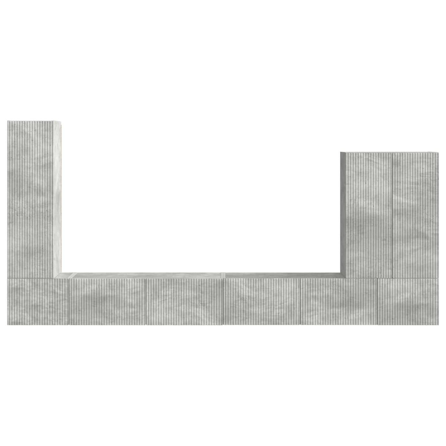 TV väggskåp set Väggmonterad 6 pcs Betonggrå