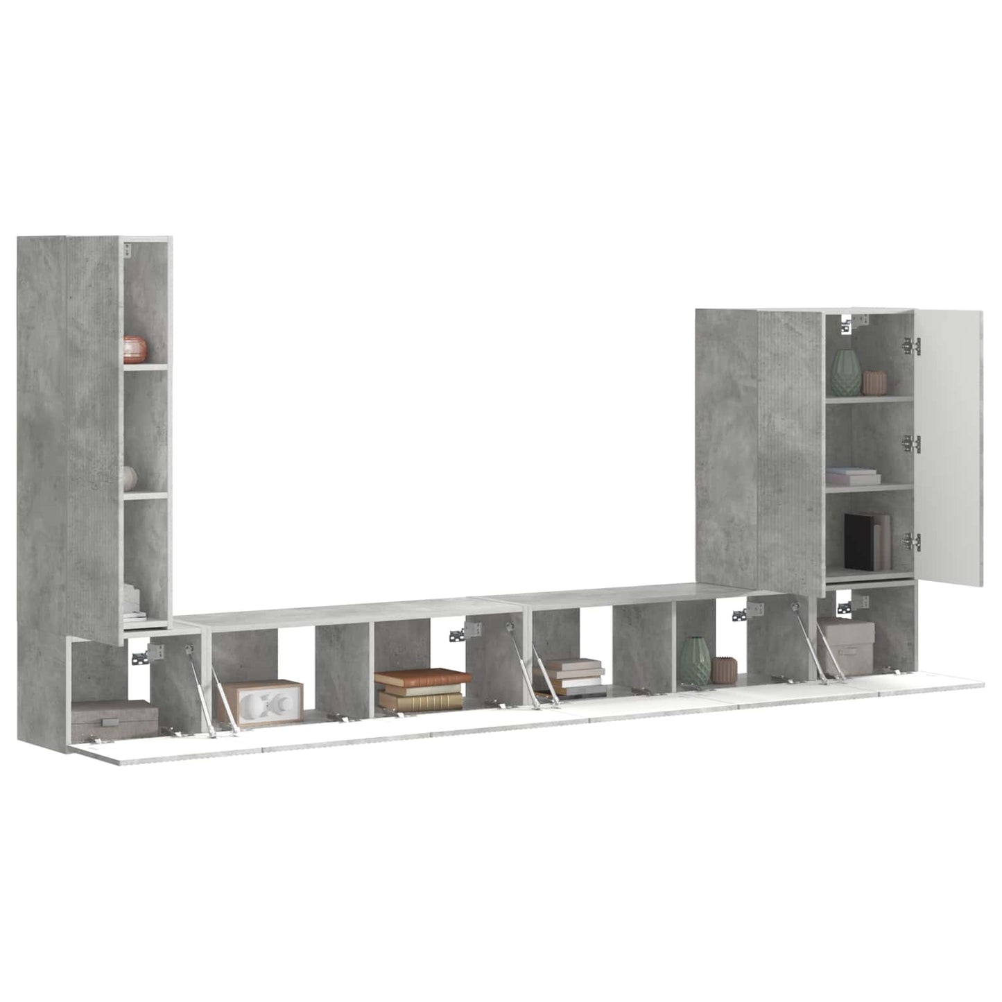 TV väggskåp set Väggmonterad 6 pcs Betonggrå