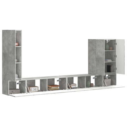 TV väggskåp set Väggmonterad 6 pcs Betonggrå