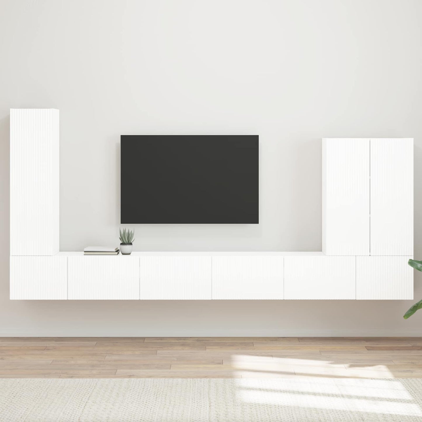 TV väggskåp set Väggmonterad 6 pcs Högblanka vita