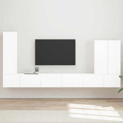 TV väggskåp set Väggmonterad 6 pcs Högblanka vita