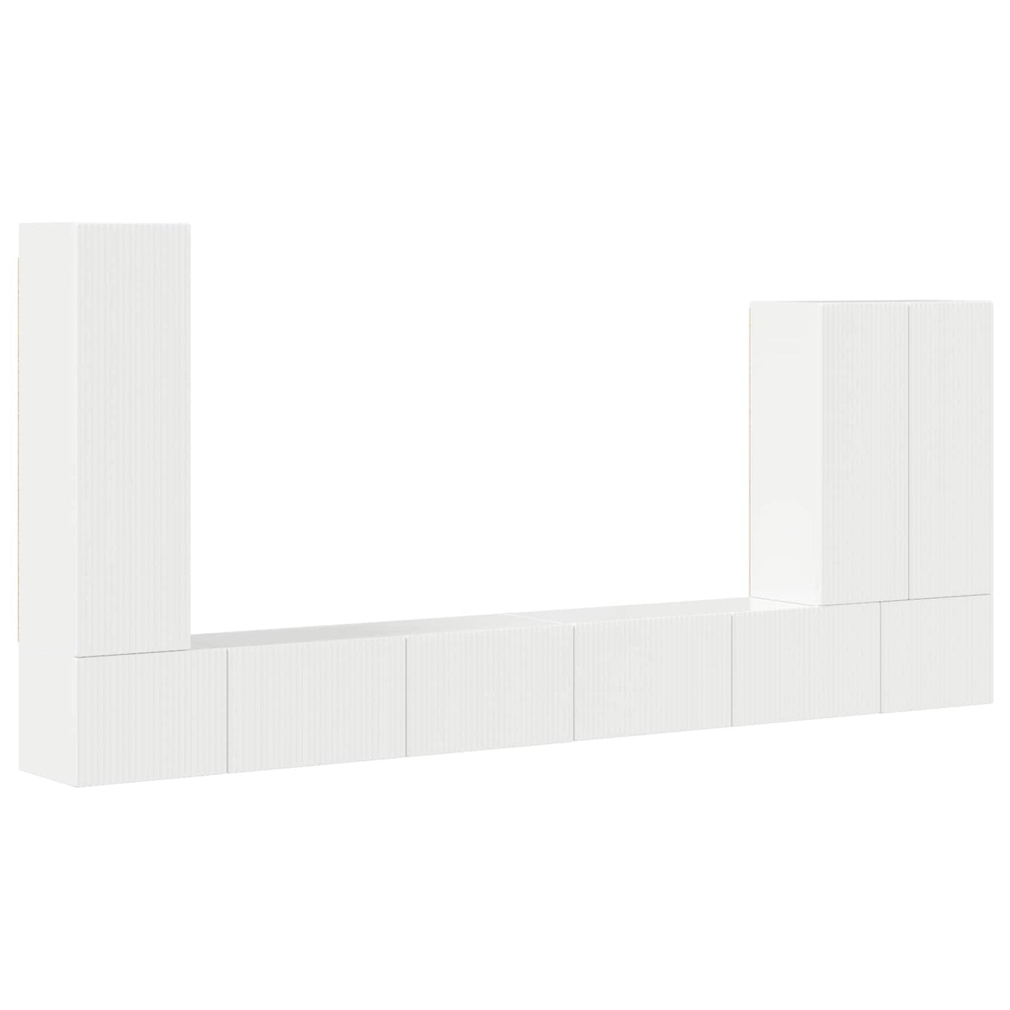 TV väggskåp set Väggmonterad 6 pcs Högblanka vita