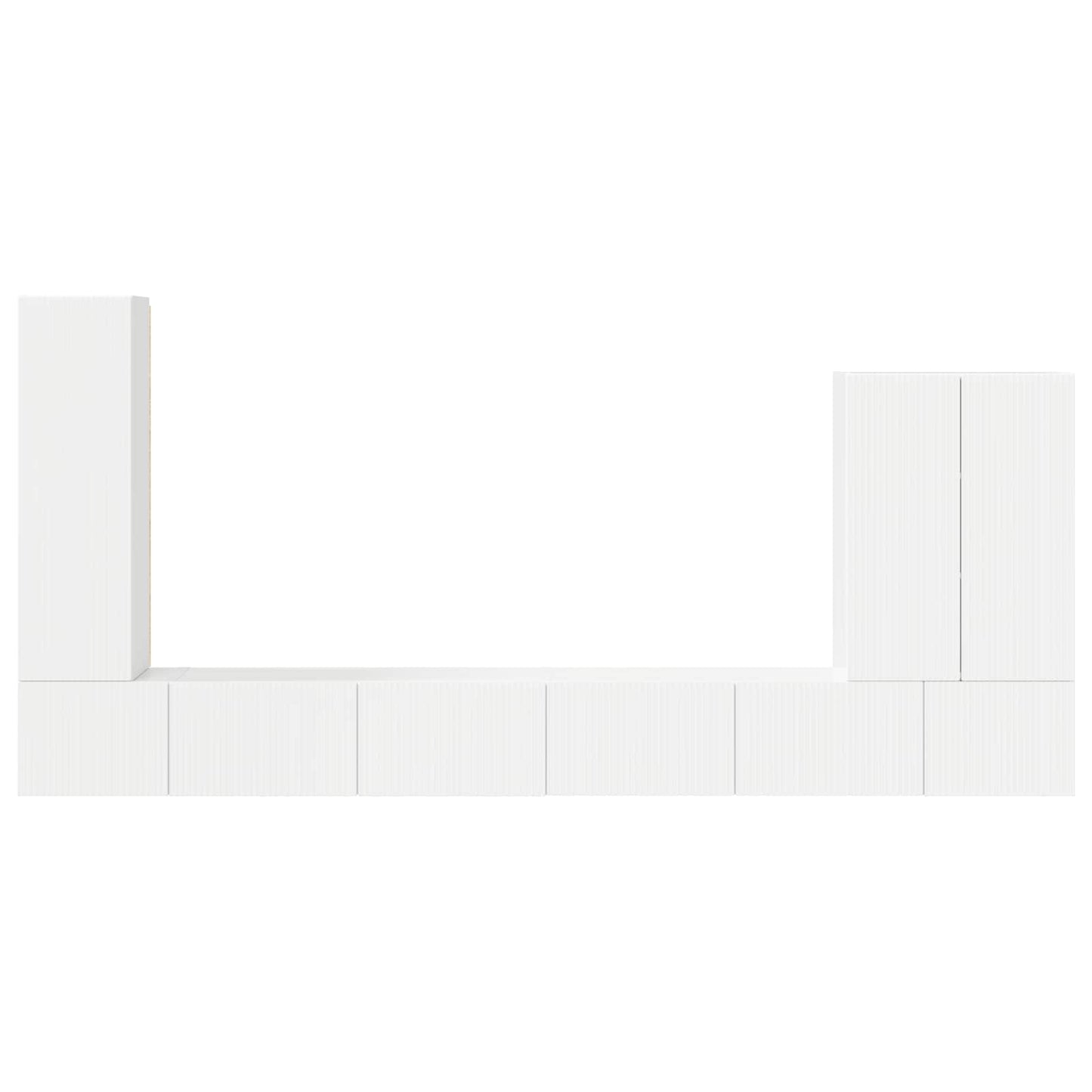 TV väggskåp set Väggmonterad 6 pcs Högblanka vita