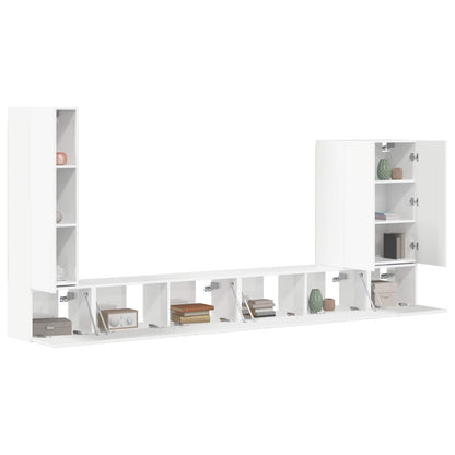 TV väggskåp set Väggmonterad 6 pcs Högblanka vita