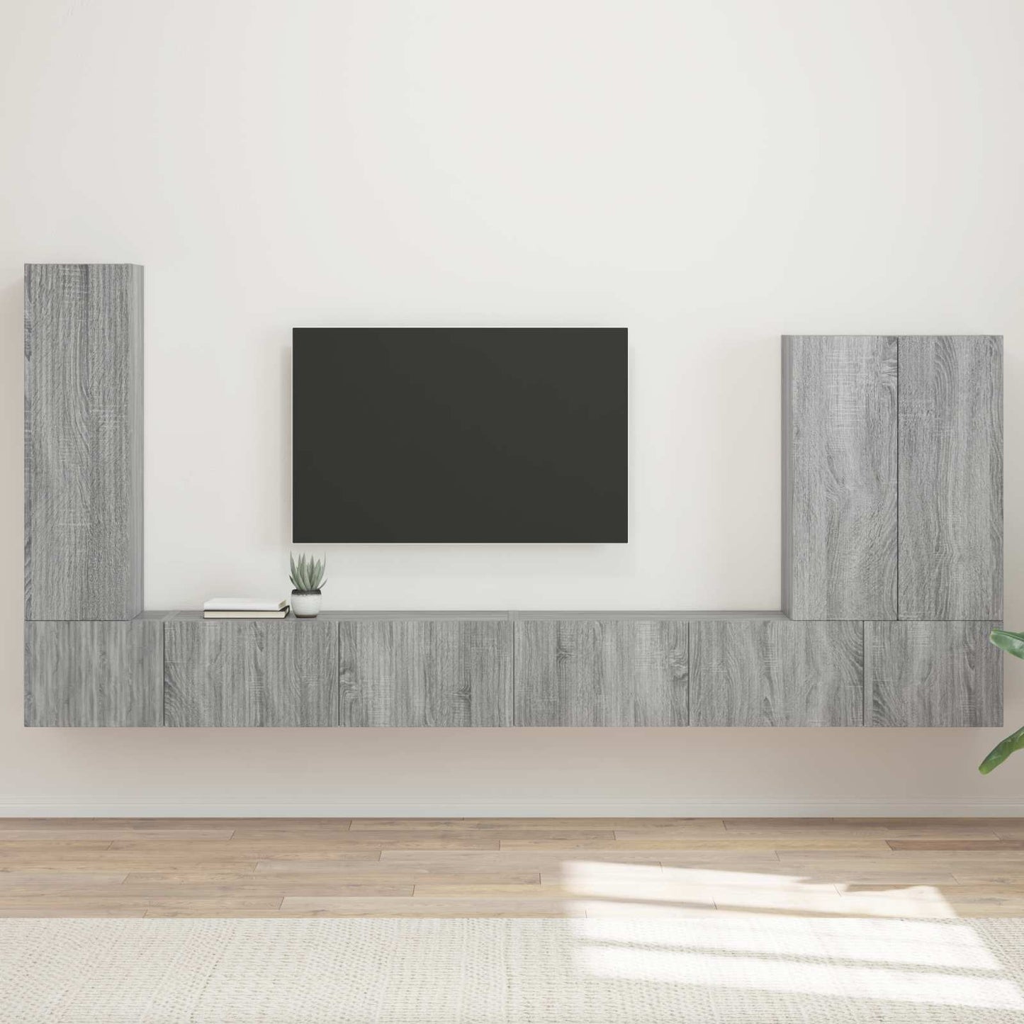 TV väggskåp set Väggmonterad 6 pcs Grå Sonoma