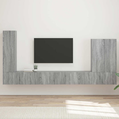 TV väggskåp set Väggmonterad 6 pcs Grå Sonoma