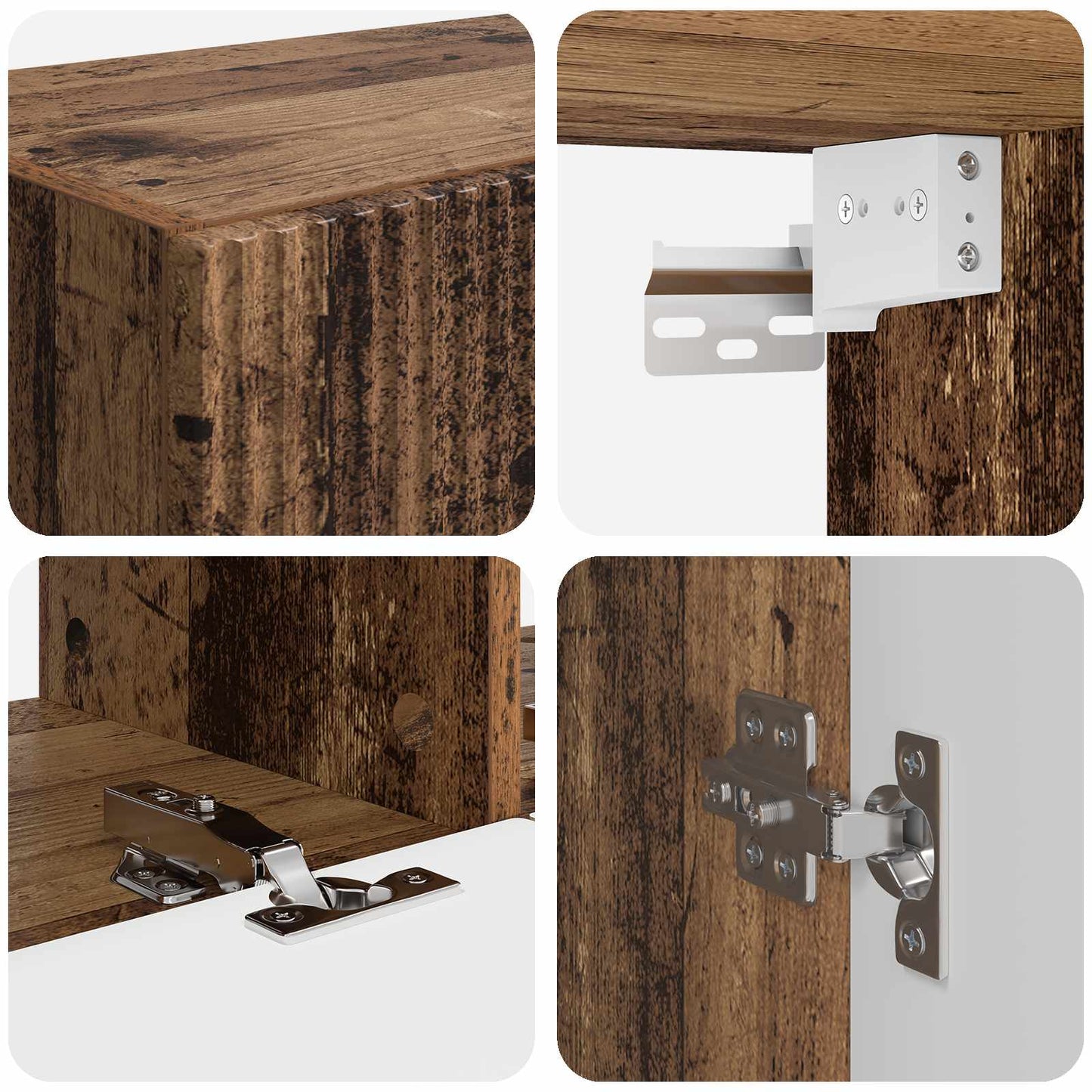 TV väggskåp set Väggmonterad 6 pcs Gammalt trä