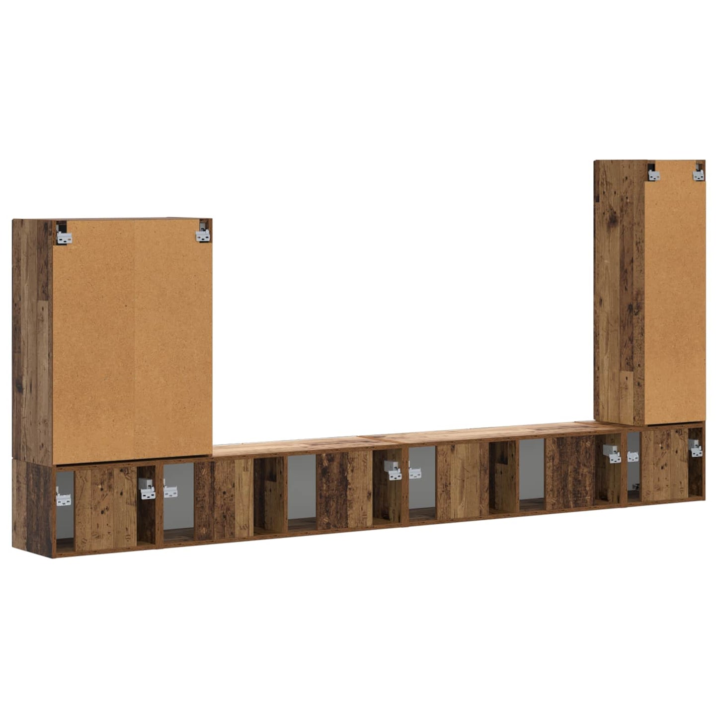TV väggskåp set Väggmonterad 6 pcs Gammalt trä