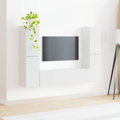 TV-bänkset 6 pcs Vit Konstruerat trä