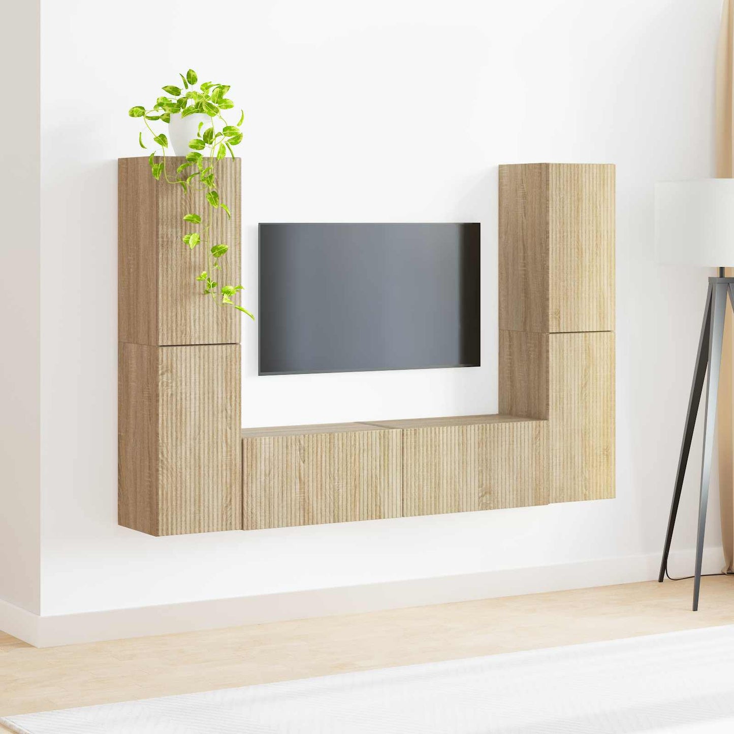 TV-bänkset 6 pcs Sonoma-ek Konstruerat trä