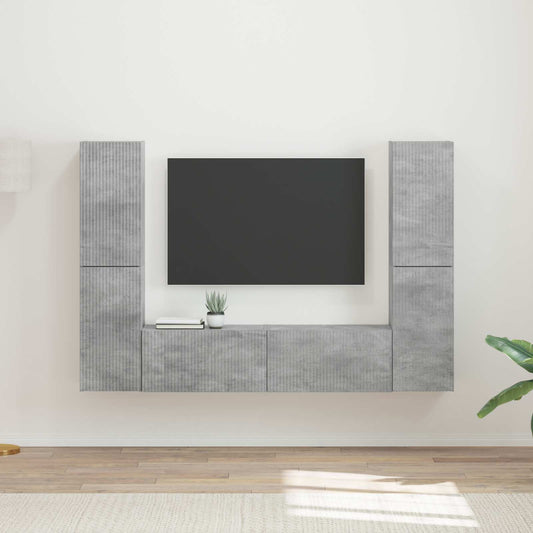 TV-bänkset 6 pcs Betonggrå Konstruerat trä